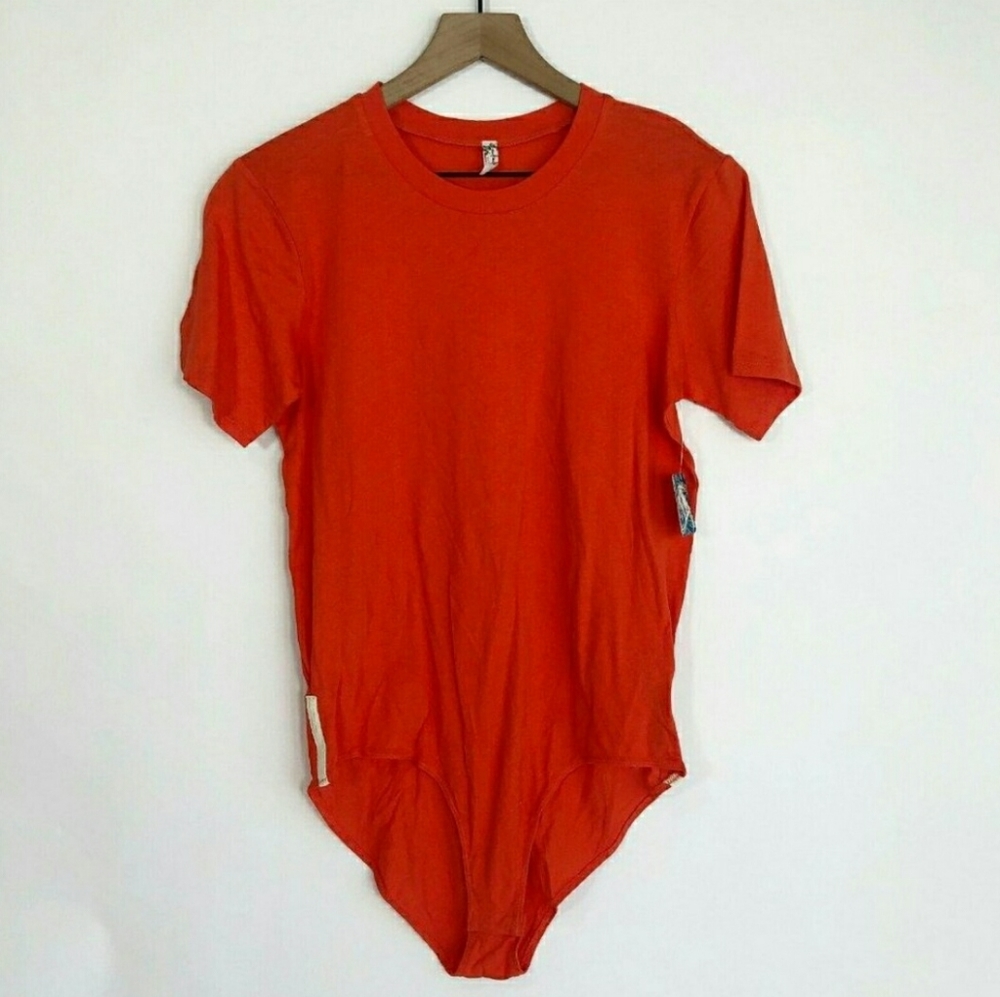 Free People In My Tee Bodysuit S Orange Short